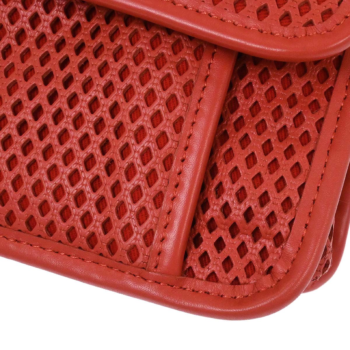 Chanel Red Perforated Calfskin French Riviera Shoulder Bag