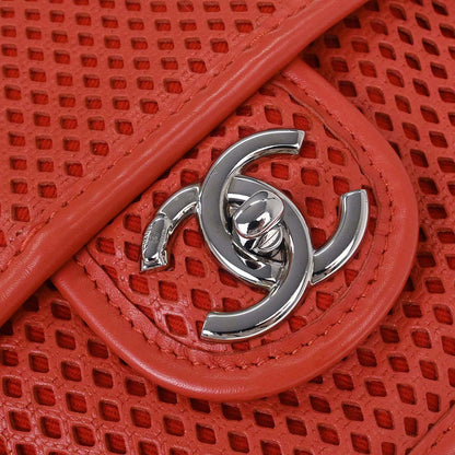 Chanel Red Perforated Calfskin French Riviera Shoulder Bag