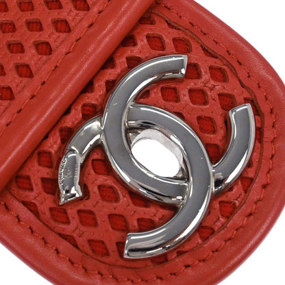 Chanel Red Perforated Calfskin French Riviera Shoulder Bag
