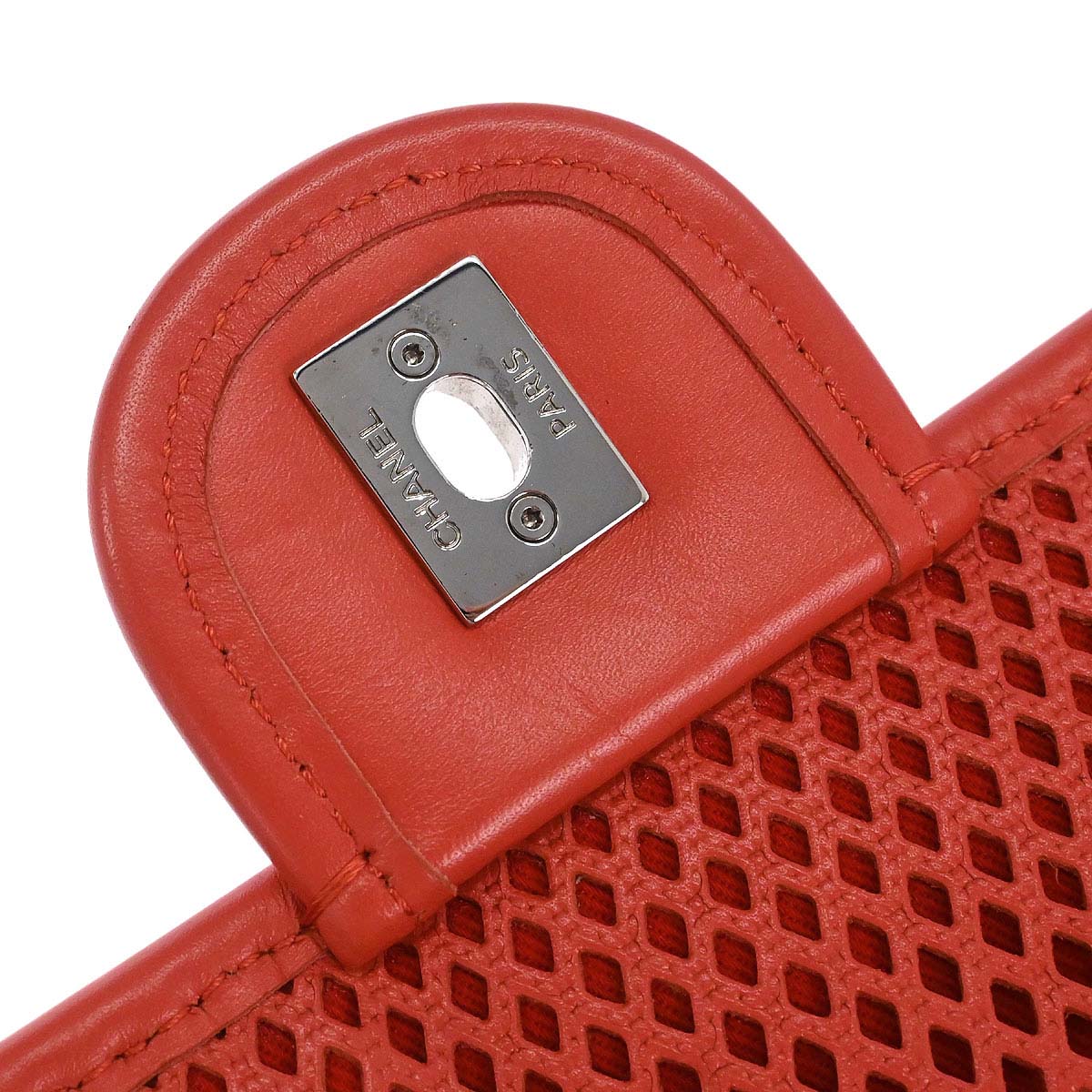 Chanel Red Perforated Calfskin French Riviera Shoulder Bag