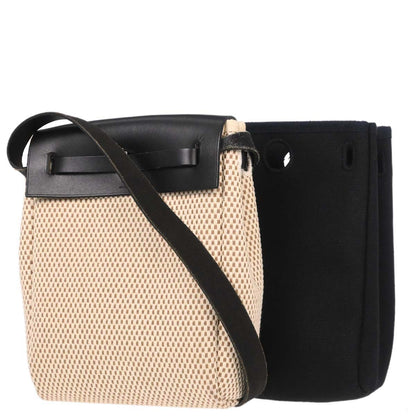 Hermes Black Natural Toile Officier GM Herbag TPM 2 in 1 Shoulder Bag