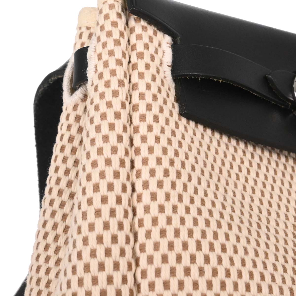 Hermes Black Natural Toile Officier GM Herbag TPM 2 in 1 Shoulder Bag