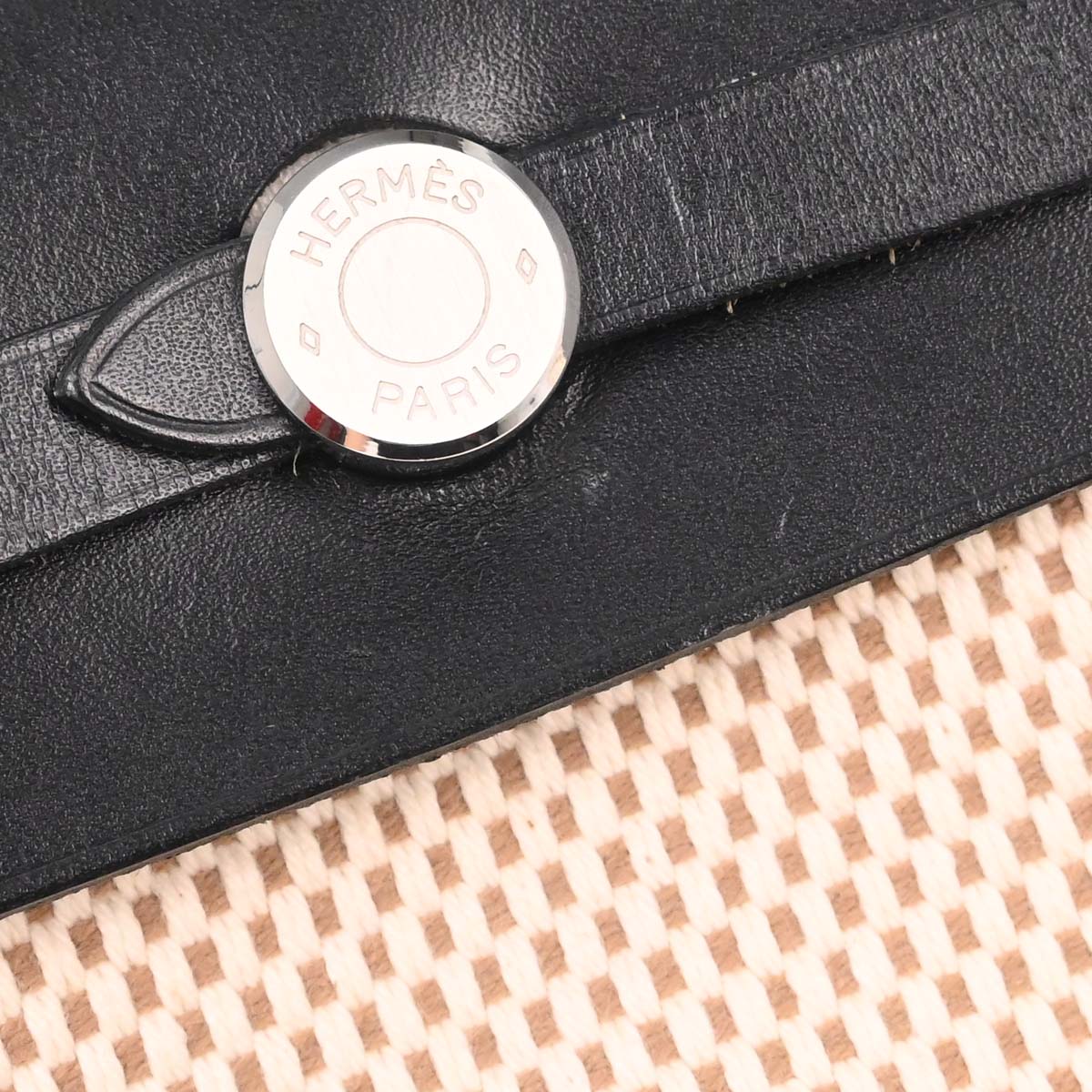 Hermes Black Natural Toile Officier GM Herbag TPM 2 in 1 Shoulder Bag
