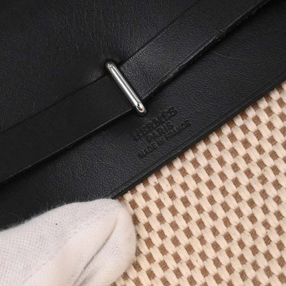 Hermes Black Natural Toile Officier GM Herbag TPM 2 in 1 Shoulder Bag