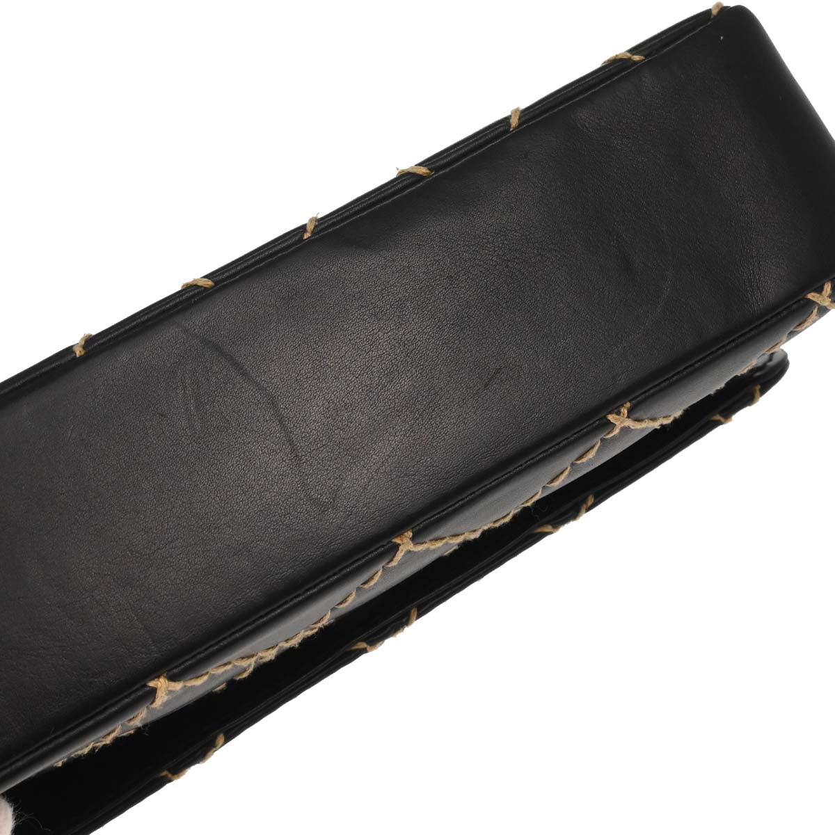 Chanel Black Calfskin Wild Stitch Straight Flap Shoulder Bag