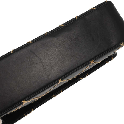 Chanel Black Calfskin Wild Stitch Straight Flap Shoulder Bag