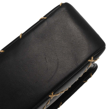 Chanel Black Calfskin Wild Stitch Straight Flap Shoulder Bag