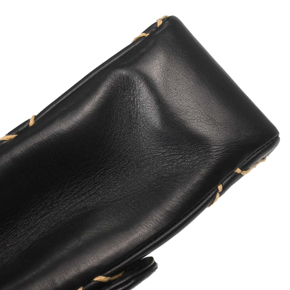 Chanel Black Calfskin Wild Stitch Straight Flap Shoulder Bag
