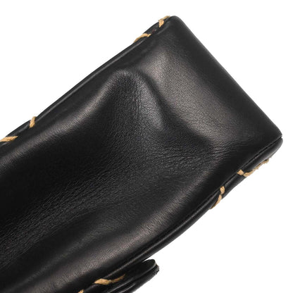 Chanel Black Calfskin Wild Stitch Straight Flap Shoulder Bag