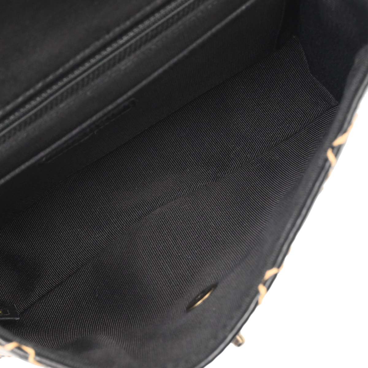 Chanel Black Calfskin Wild Stitch Straight Flap Shoulder Bag