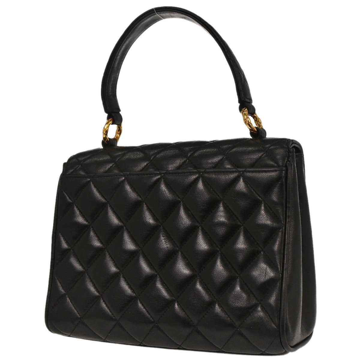 Chanel Black Lambskin Straight Flap Handbag