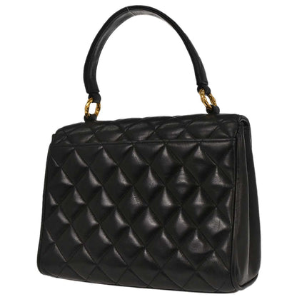 Chanel Black Lambskin Straight Flap Handbag