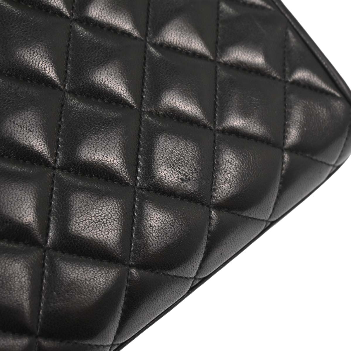 Chanel Black Lambskin Straight Flap Handbag