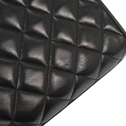 Chanel Black Lambskin Straight Flap Handbag