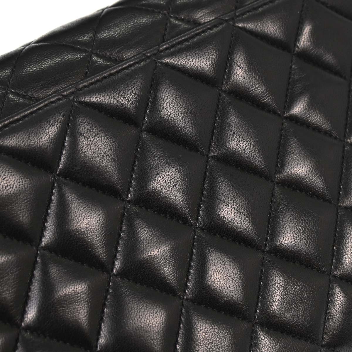 Chanel Black Lambskin Straight Flap Handbag
