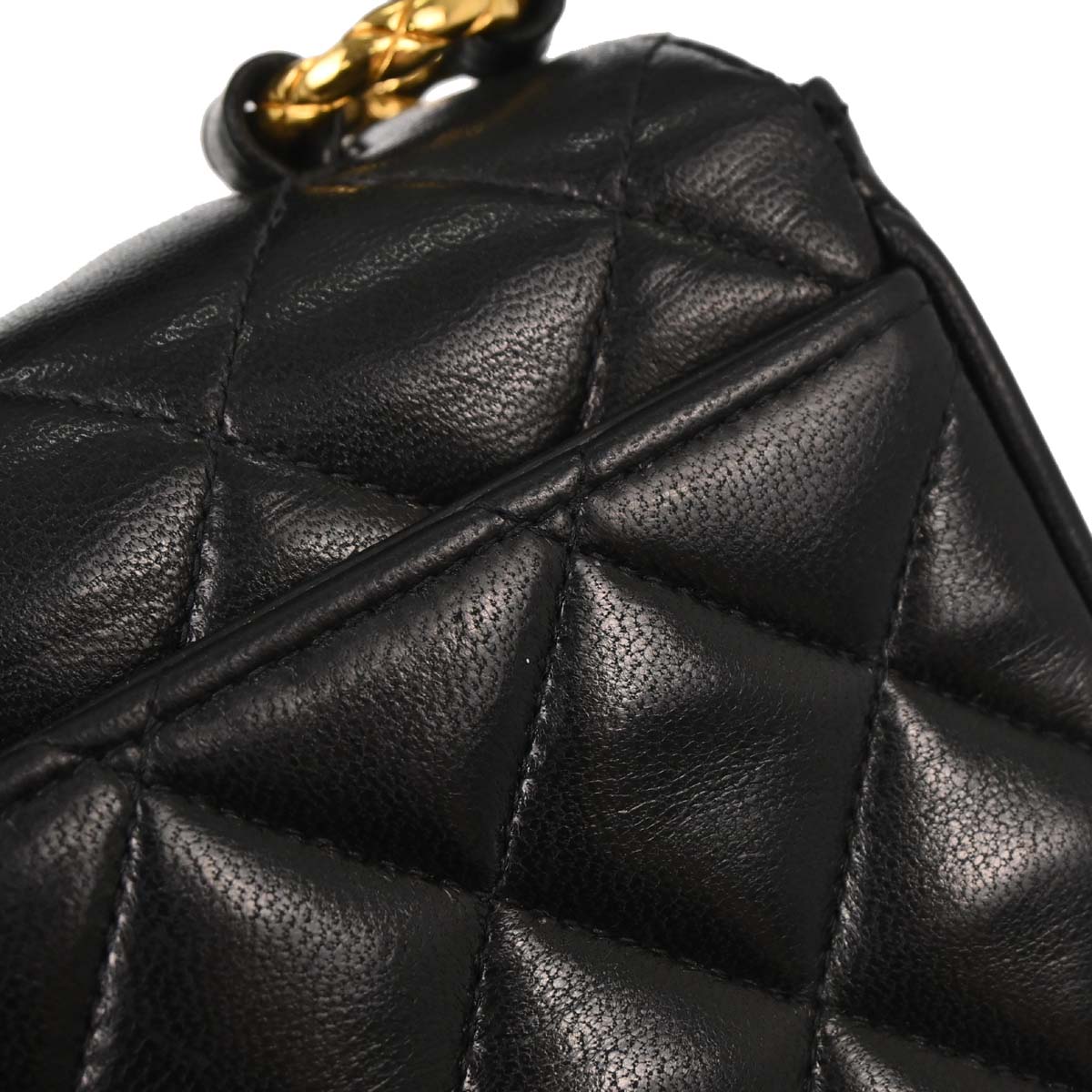Chanel Black Lambskin Straight Flap Handbag