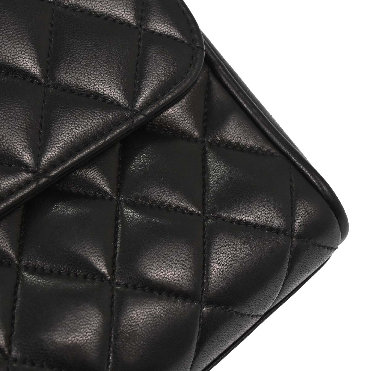 Chanel Black Lambskin Straight Flap Handbag