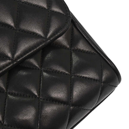 Chanel Black Lambskin Straight Flap Handbag