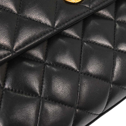 Chanel Black Lambskin Straight Flap Handbag
