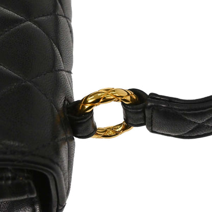 Chanel Black Lambskin Straight Flap Handbag