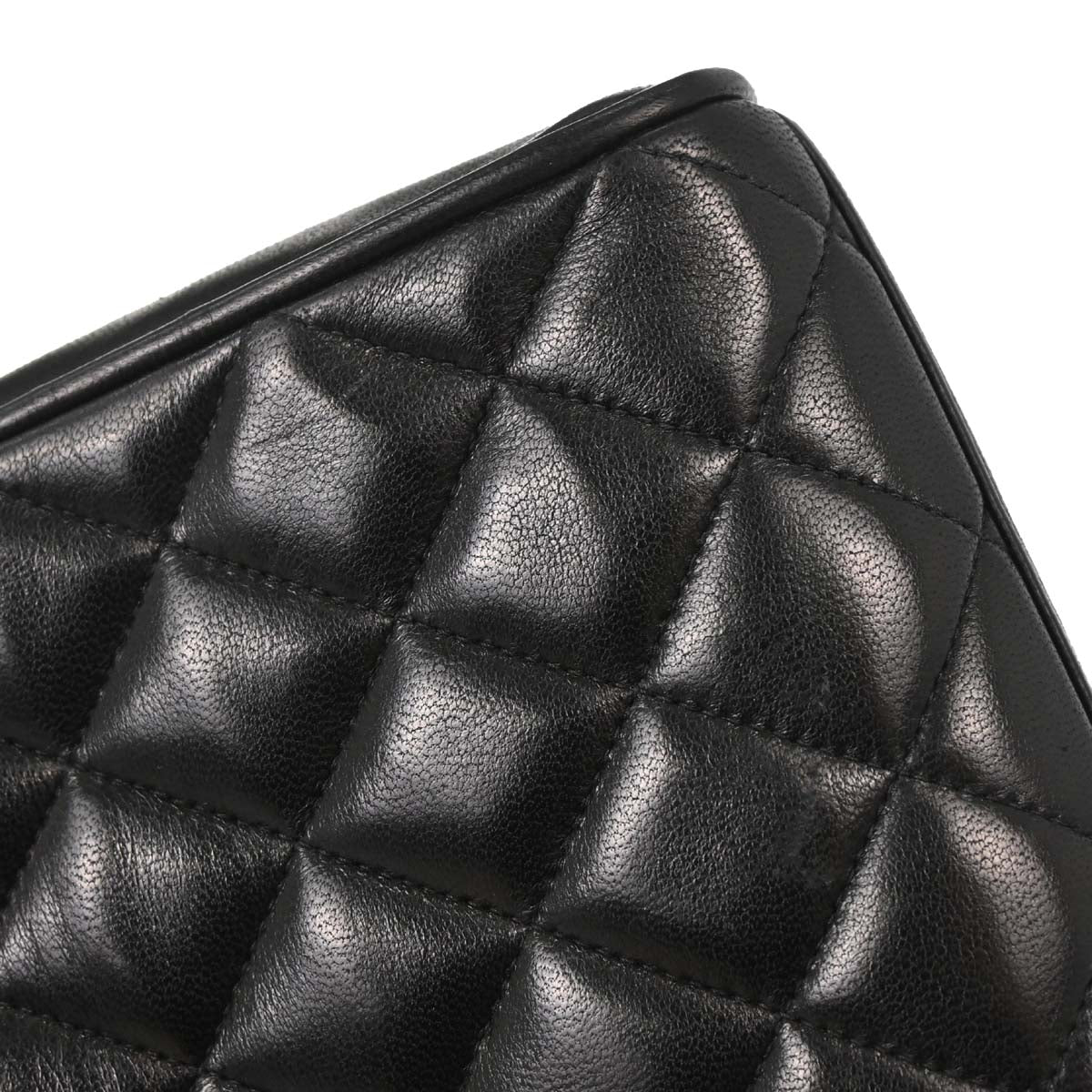 Chanel Black Lambskin Straight Flap Handbag