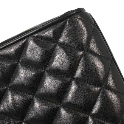 Chanel Black Lambskin Straight Flap Handbag