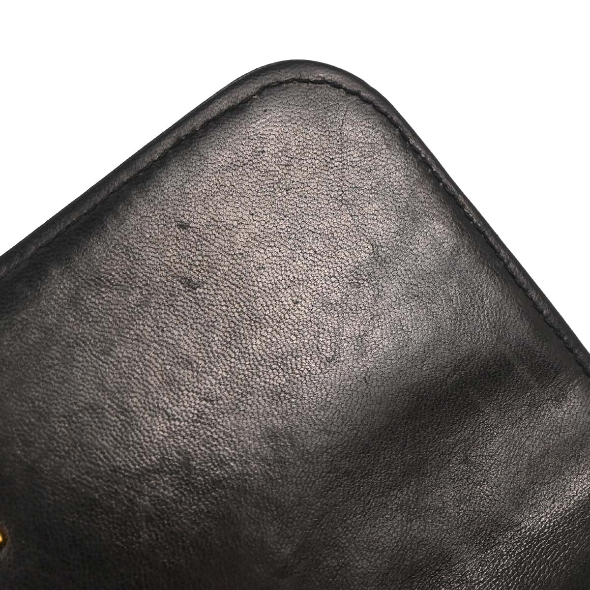 Chanel Black Lambskin Straight Flap Handbag