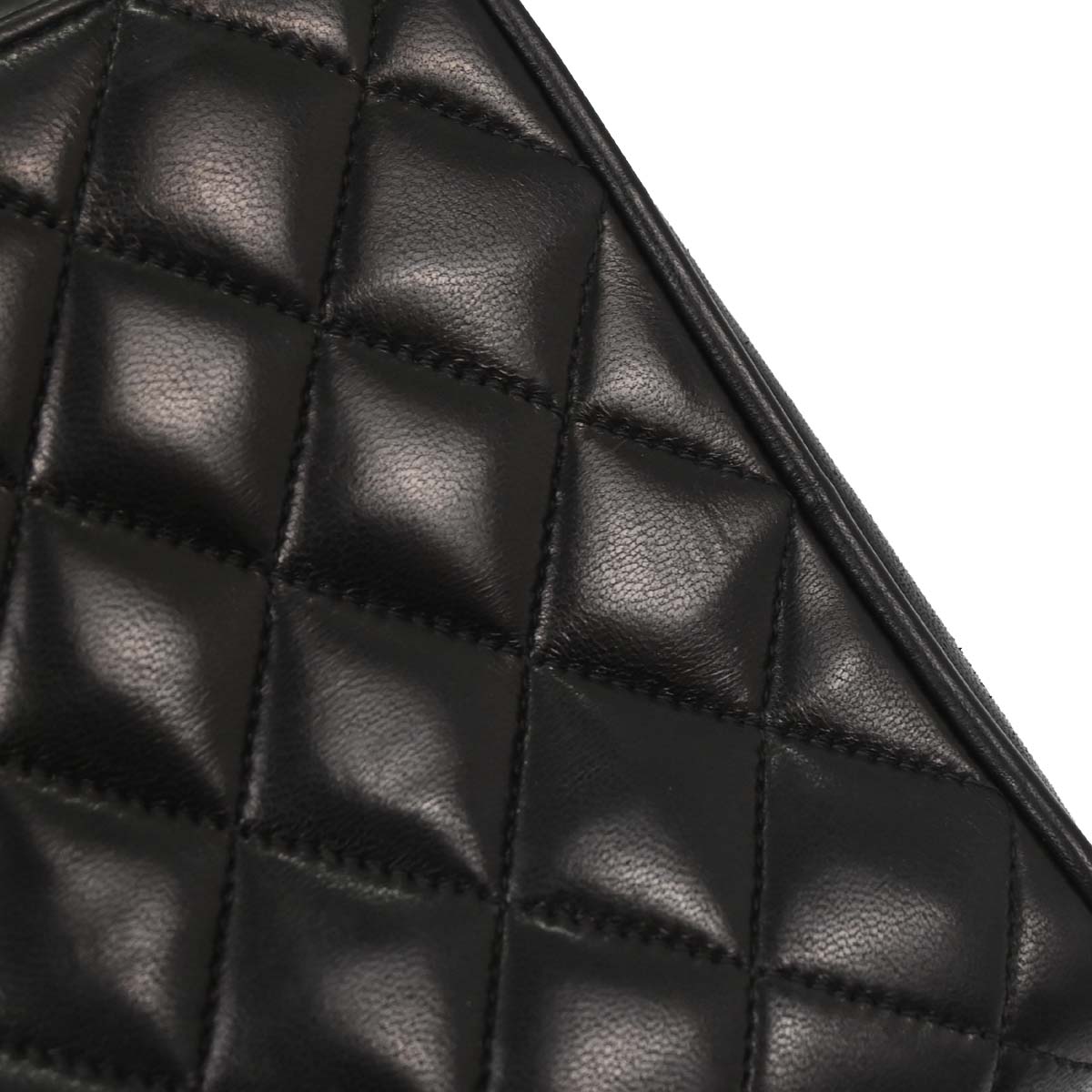 Chanel Black Lambskin Straight Flap Handbag