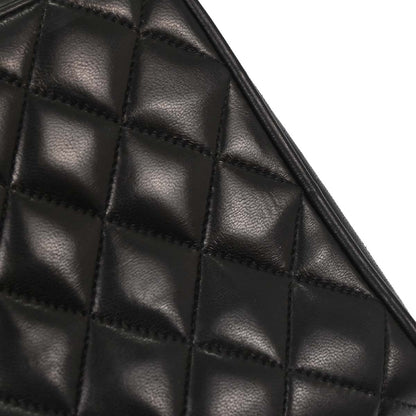 Chanel Black Lambskin Straight Flap Handbag