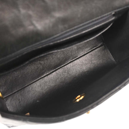 Chanel Black Lambskin Straight Flap Handbag