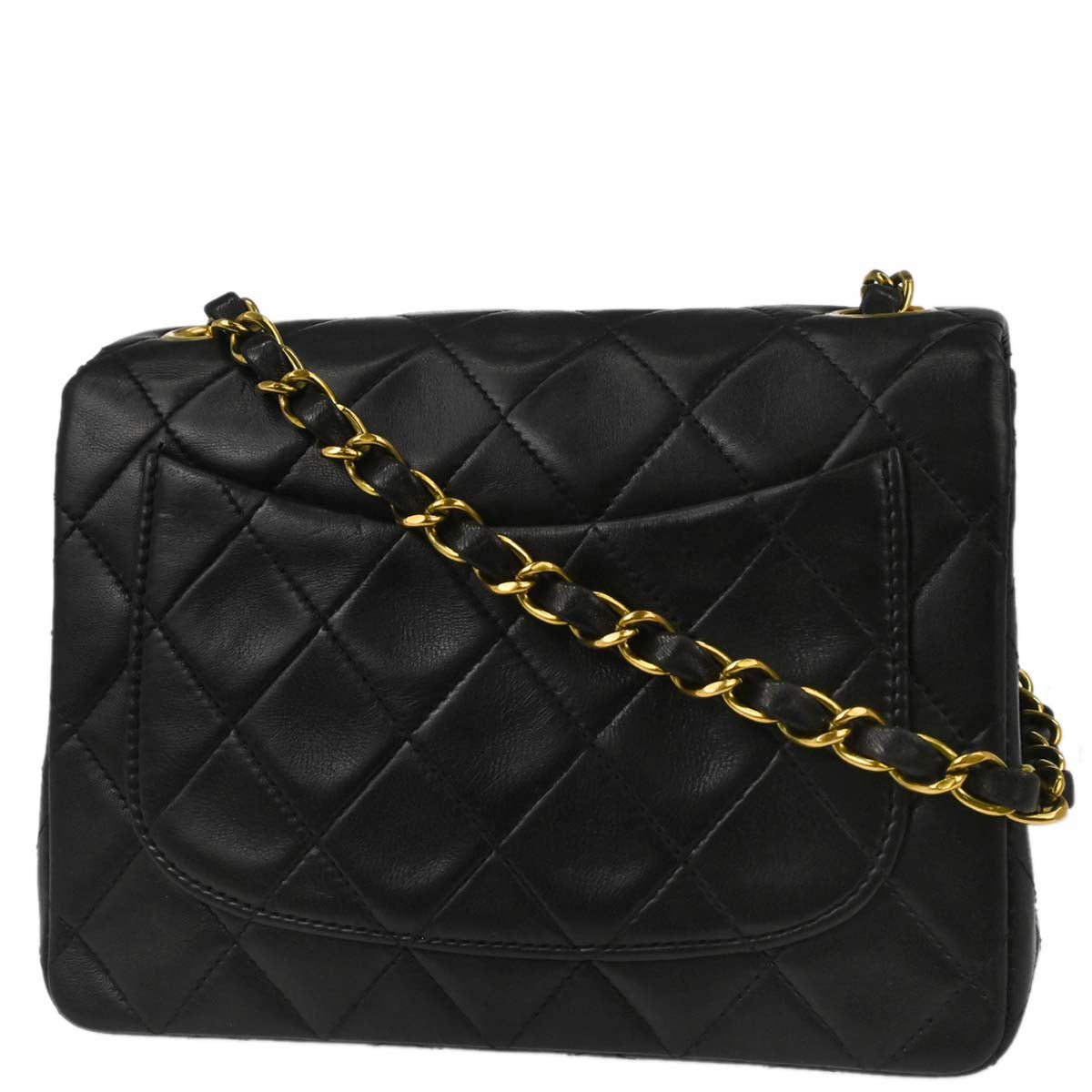 Chanel Black Lambskin Mini Classic Square Flap Shoulder Bag 17