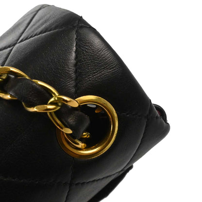 Chanel Black Lambskin Mini Classic Square Flap Shoulder Bag 17