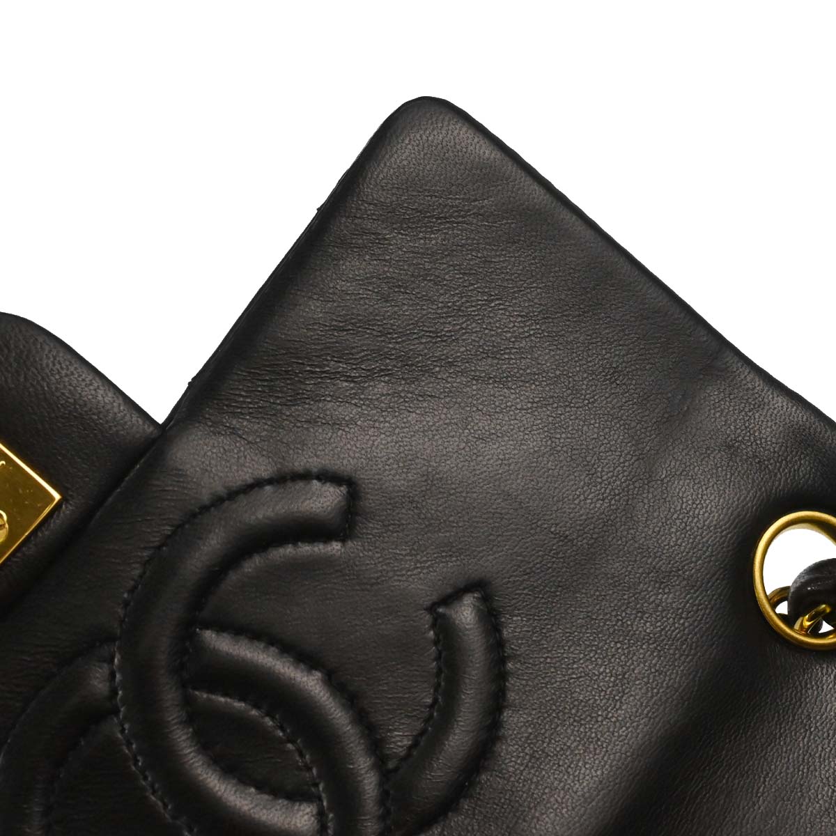Chanel Black Lambskin Mini Classic Square Flap Shoulder Bag 17