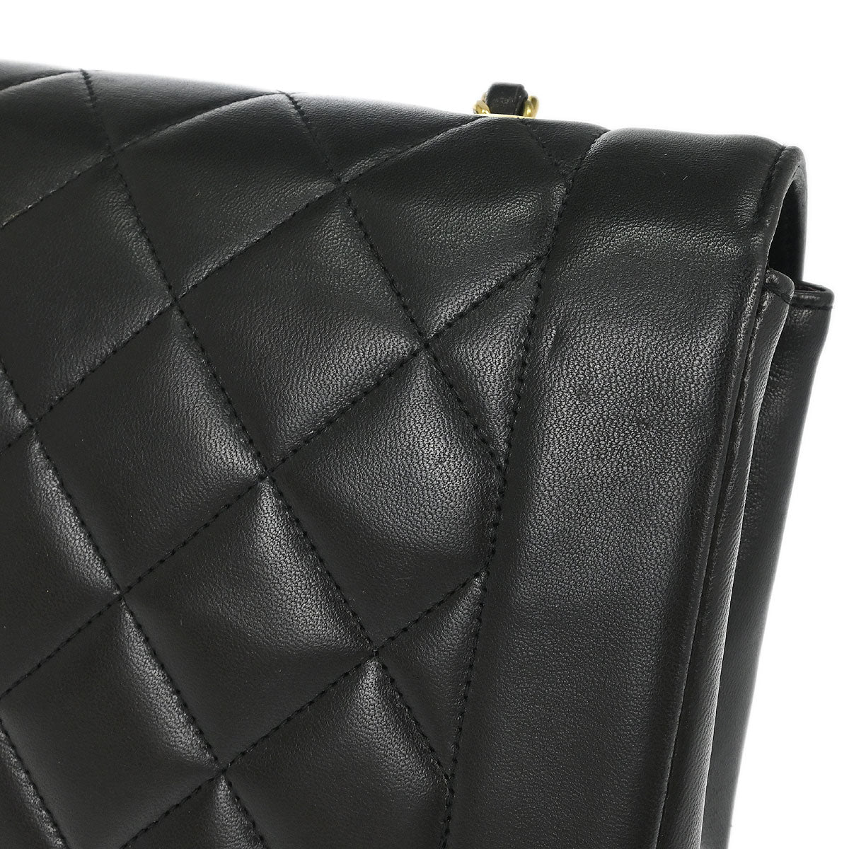 Chanel 1991-1994 Black Lambskin Medium Diana Shoulder Bag