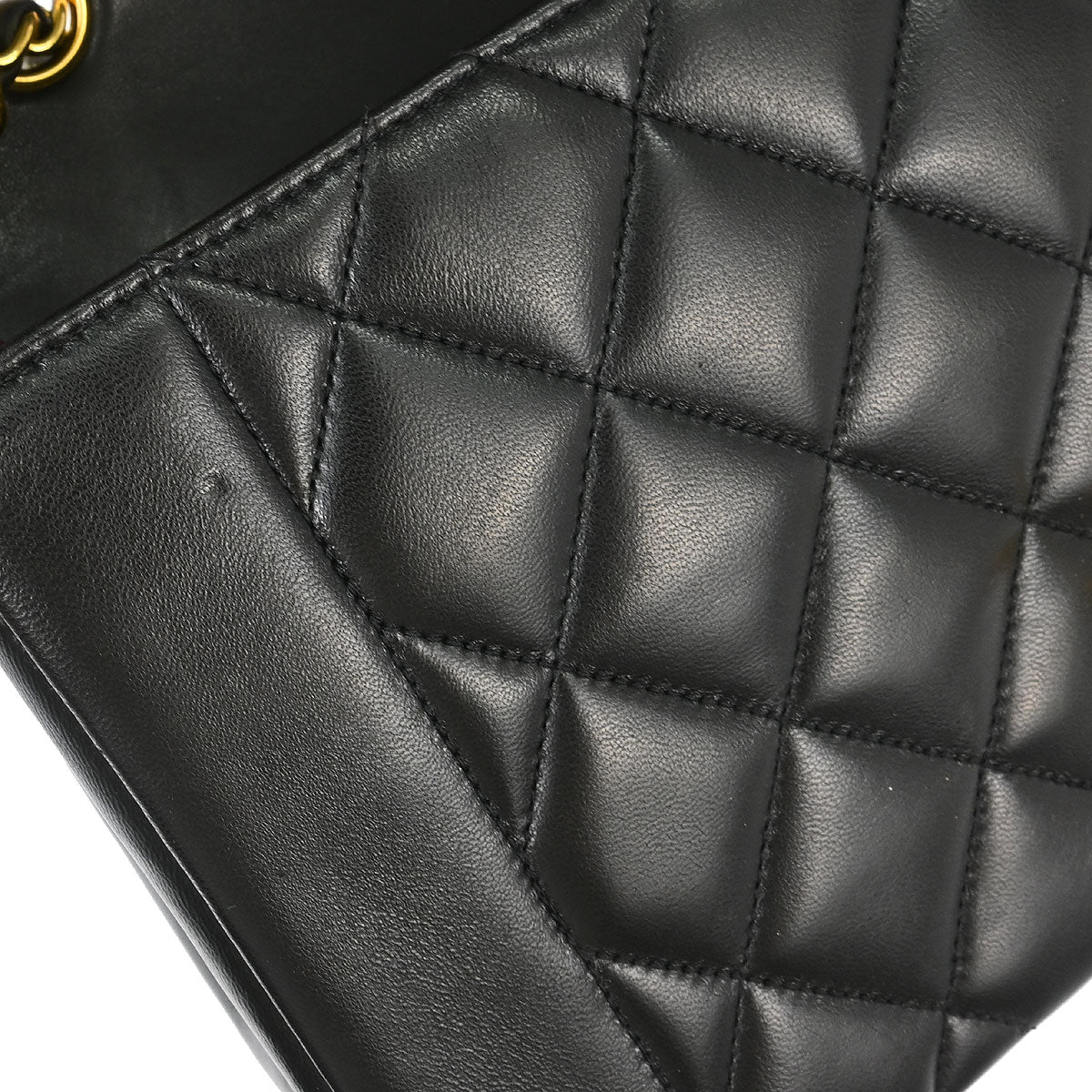 Chanel 1991-1994 Black Lambskin Medium Diana Shoulder Bag
