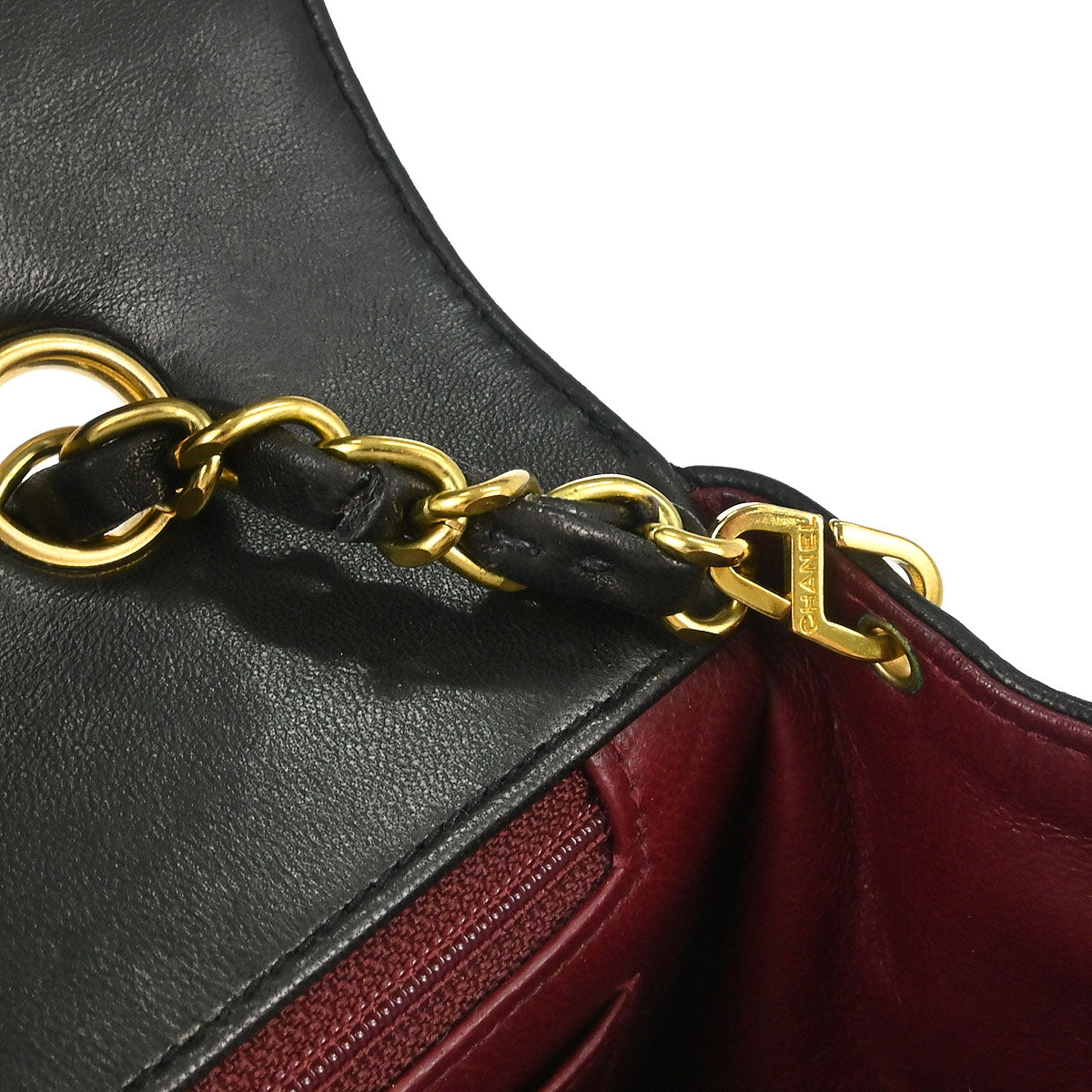 Chanel 1991-1994 Black Lambskin Medium Diana Shoulder Bag