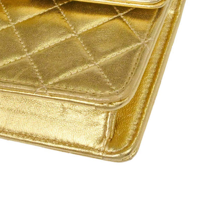 Chanel Gold Lambskin Straight Flap Shoulder Bag