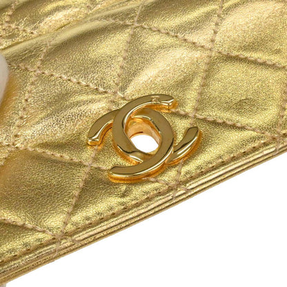 Chanel Gold Lambskin Straight Flap Shoulder Bag