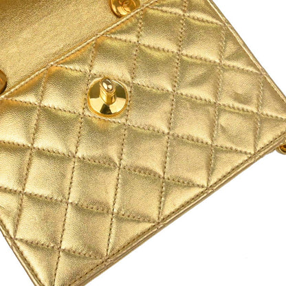 Chanel Gold Lambskin Straight Flap Shoulder Bag