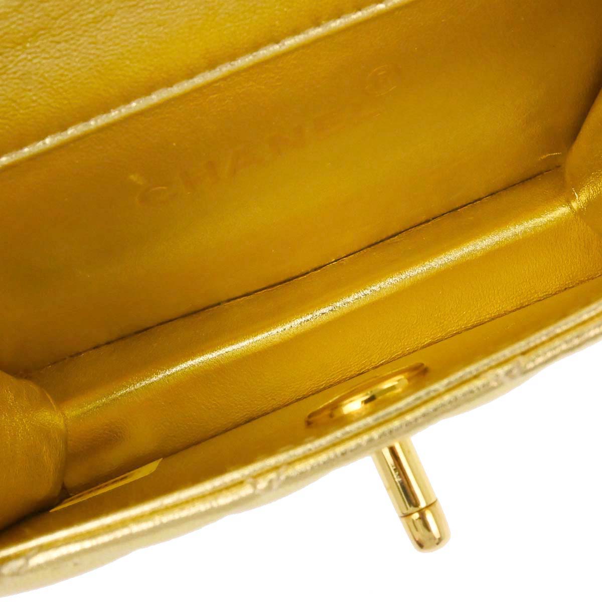 Chanel Gold Lambskin Straight Flap Shoulder Bag