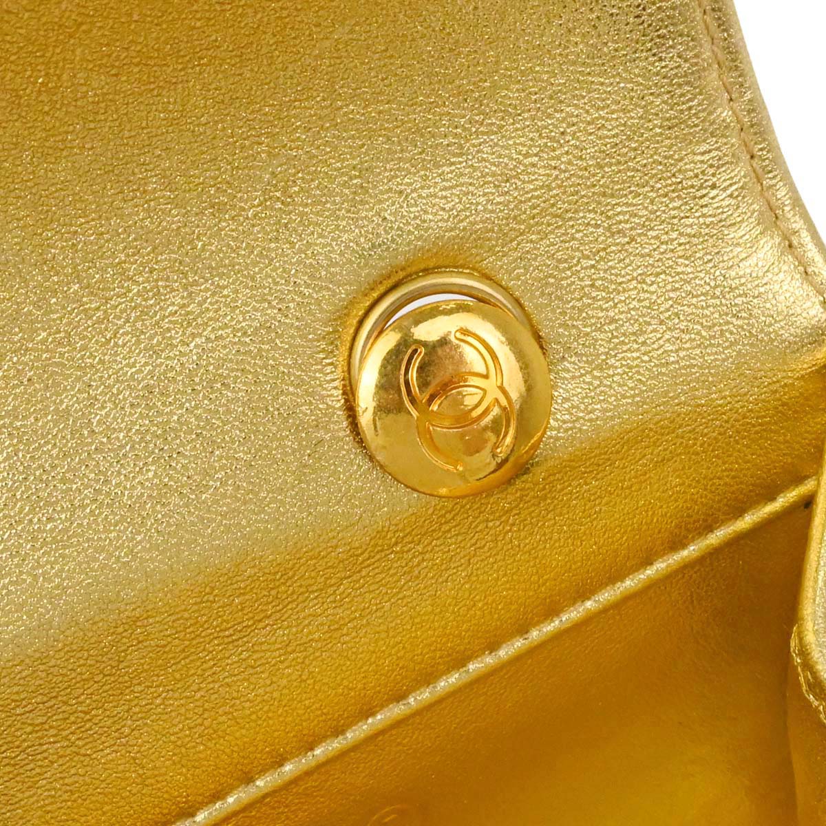 Chanel Gold Lambskin Straight Flap Shoulder Bag