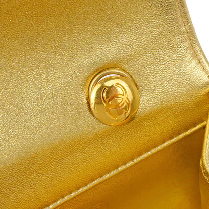 Chanel Gold Lambskin Straight Flap Shoulder Bag