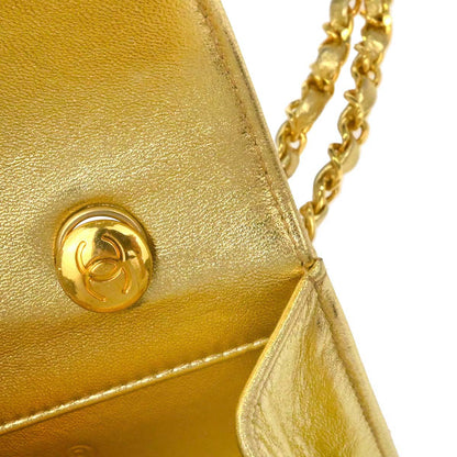 Chanel Gold Lambskin Straight Flap Shoulder Bag