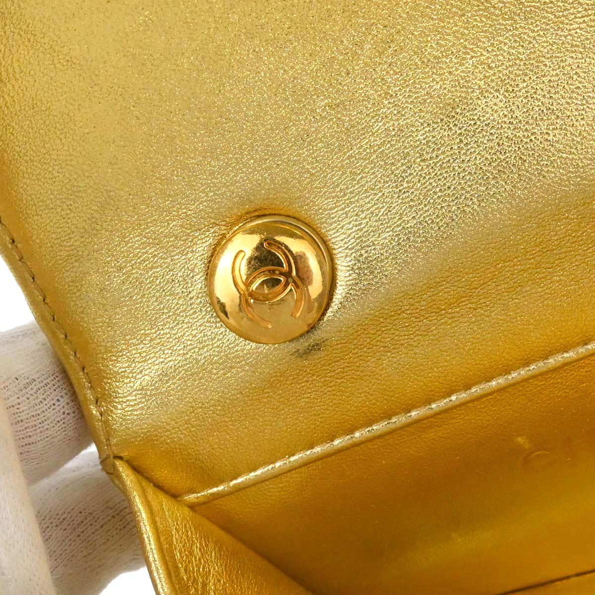 Chanel Gold Lambskin Straight Flap Shoulder Bag