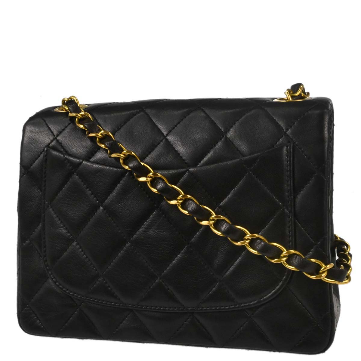 Chanel 1994-1996 Black Lambskin Mini Classic Square Flap Shoulder Bag 17
