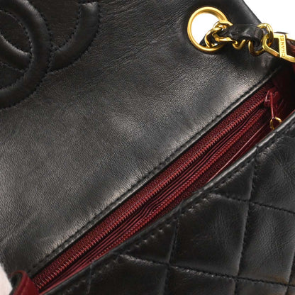 Chanel 1994-1996 Black Lambskin Mini Classic Square Flap Shoulder Bag 17