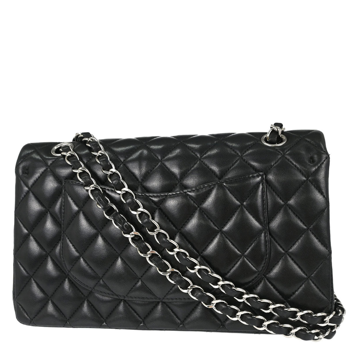 Chanel 2013-2014 Black Lambskin Medium Classic Double Flap Shoulder Bag