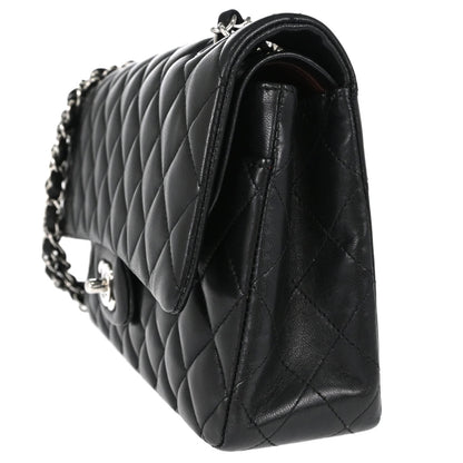 Chanel 2013-2014 Black Lambskin Medium Classic Double Flap Shoulder Bag