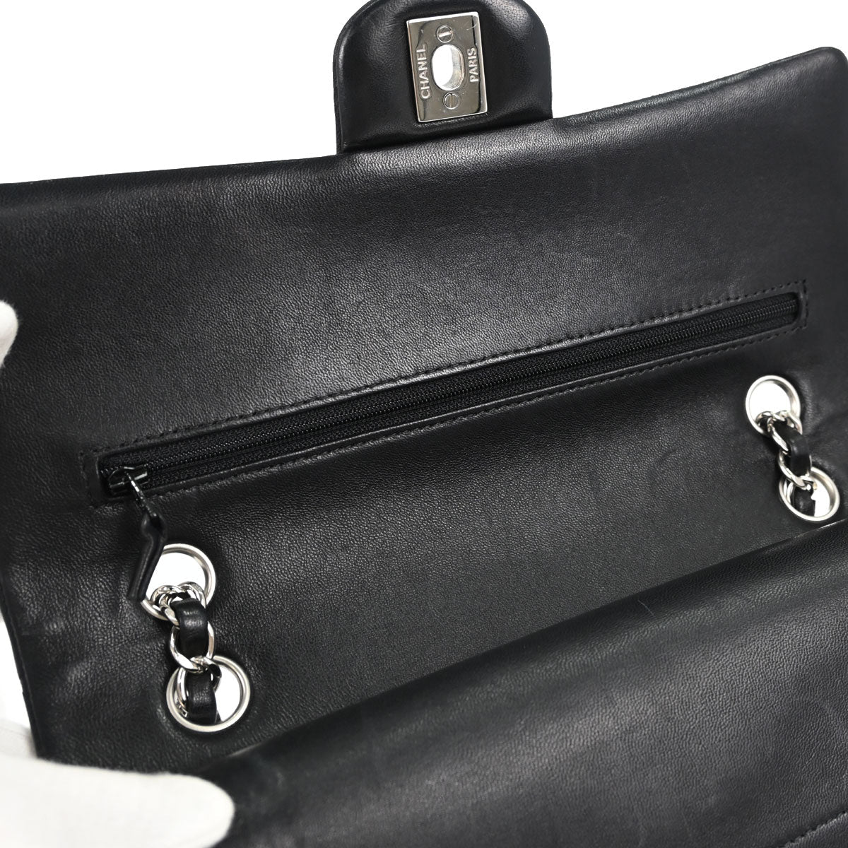 Chanel 2013-2014 Black Lambskin Medium Classic Double Flap Shoulder Bag