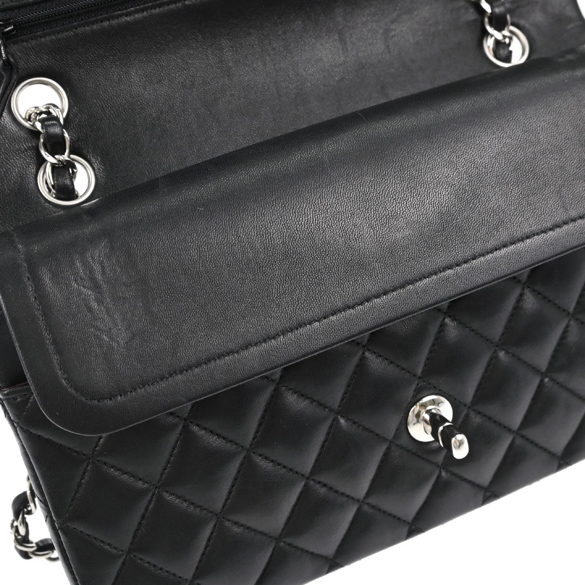 Chanel 2013-2014 Black Lambskin Medium Classic Double Flap Shoulder Bag